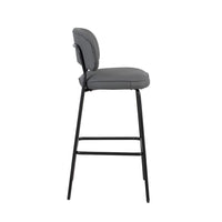 Bly Bar Stool Chair Set of 2, Gray Faux Leather Fabric, Iron Base - BM344868