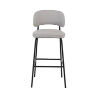 Bly Bar Stool Chair Set of 2, Ivory Faux Leather Fabric, Iron Base - BM344869