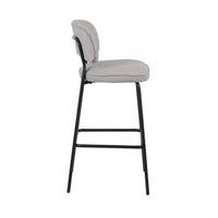 Bly Bar Stool Chair Set of 2, Ivory Faux Leather Fabric, Iron Base - BM344869