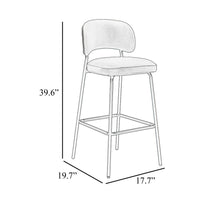 Bly Bar Stool Chair Set of 2, Ivory Faux Leather Fabric, Iron Base - BM344869