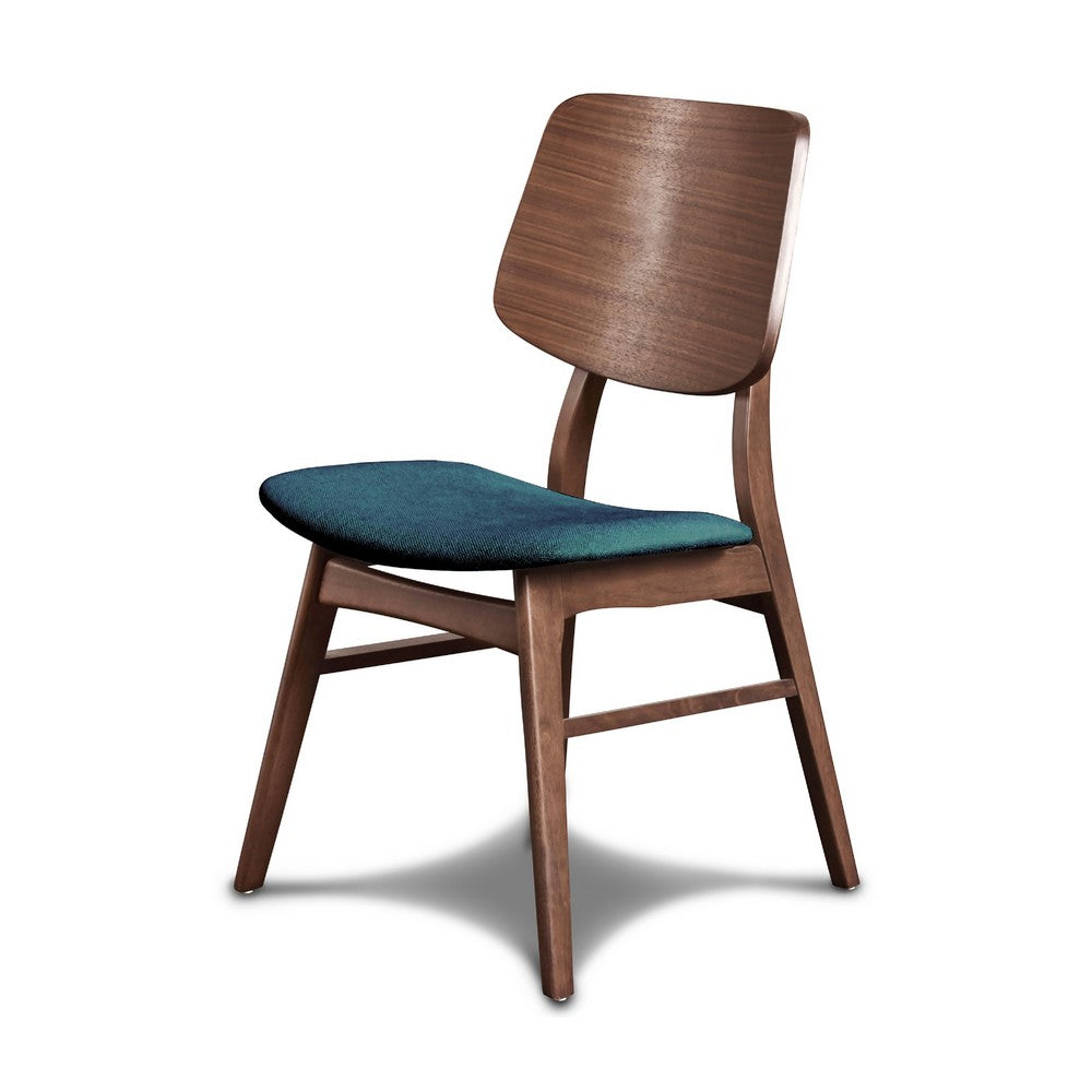 Scar Dining Side Chair Set of 2, Teal Green Seat, Walnut Brown Wood - BM344871