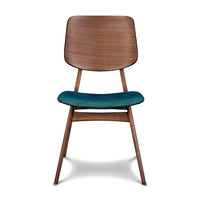 Scar Dining Side Chair Set of 2, Teal Green Seat, Walnut Brown Wood - BM344871