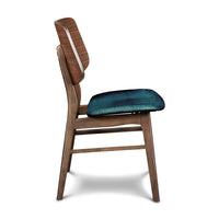 Scar Dining Side Chair Set of 2, Teal Green Seat, Walnut Brown Wood - BM344871