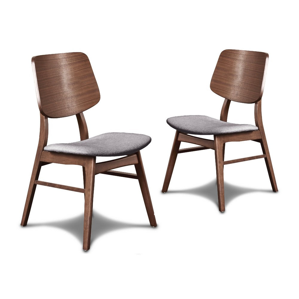 Scar Dining Side Chair Set of 2, Dark Gray Seat, Walnut Brown Wood - BM344872