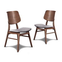 Scar Dining Side Chair Set of 2, Dark Gray Seat, Walnut Brown Wood - BM344872