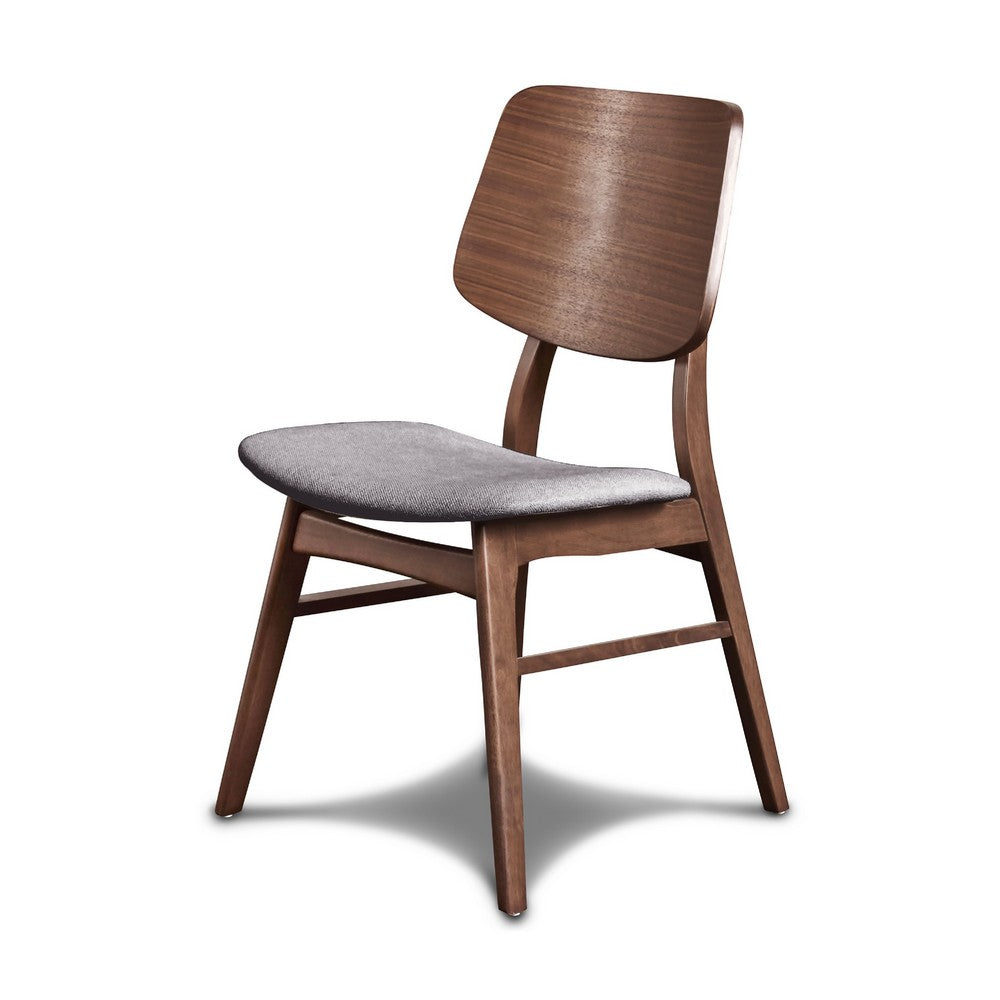 Scar Dining Side Chair Set of 2, Dark Gray Seat, Walnut Brown Wood - BM344872