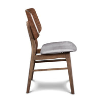 Scar Dining Side Chair Set of 2, Dark Gray Seat, Walnut Brown Wood - BM344872