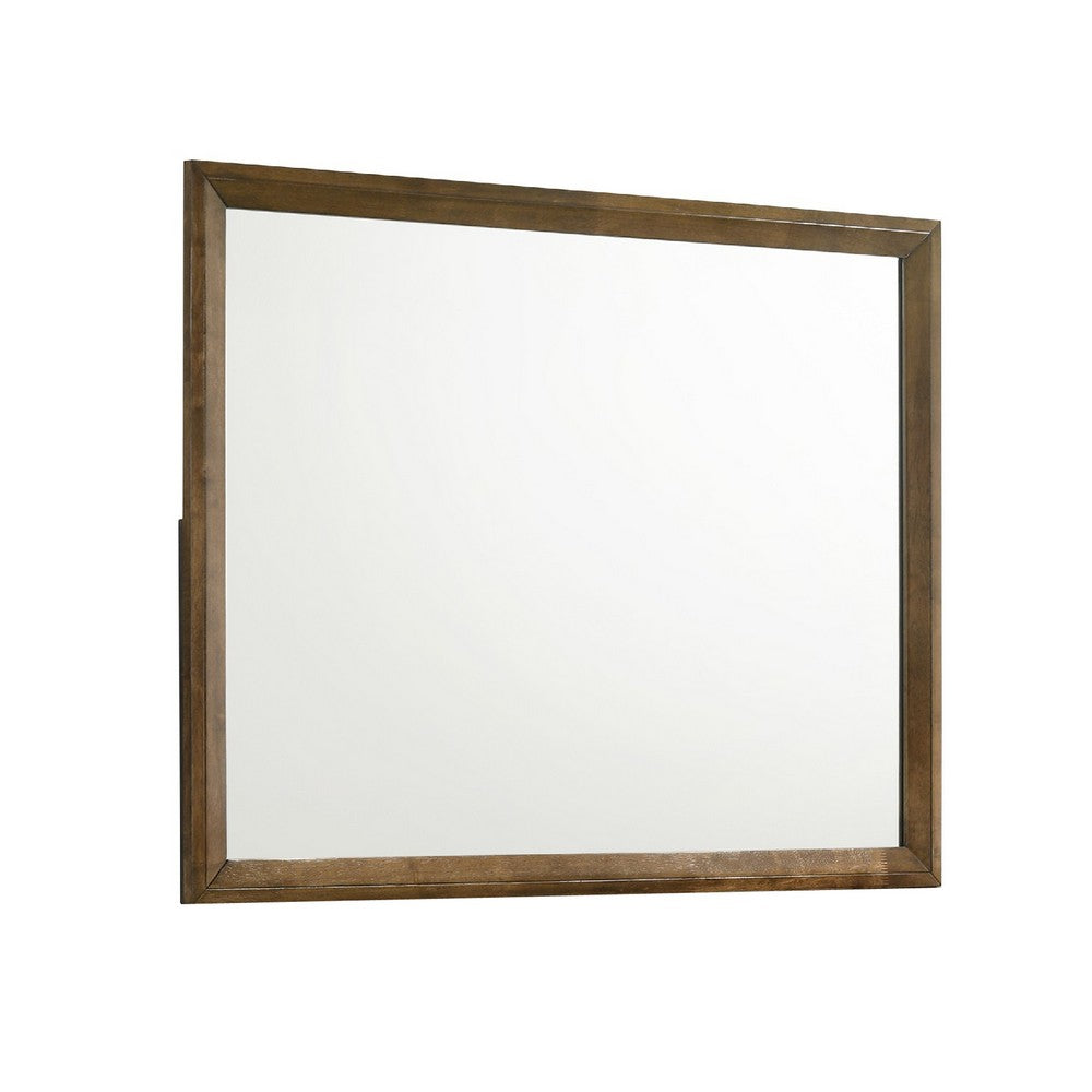 Lary Dresser Mirror, 45 Inch Rectangular Frame, Walnut Brown Okume Veneer - BM344873