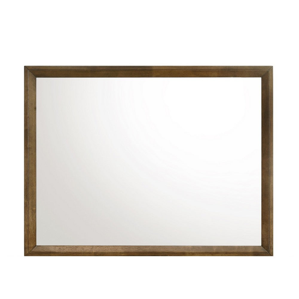 Lary Dresser Mirror, 45 Inch Rectangular Frame, Walnut Brown Okume Veneer - BM344873