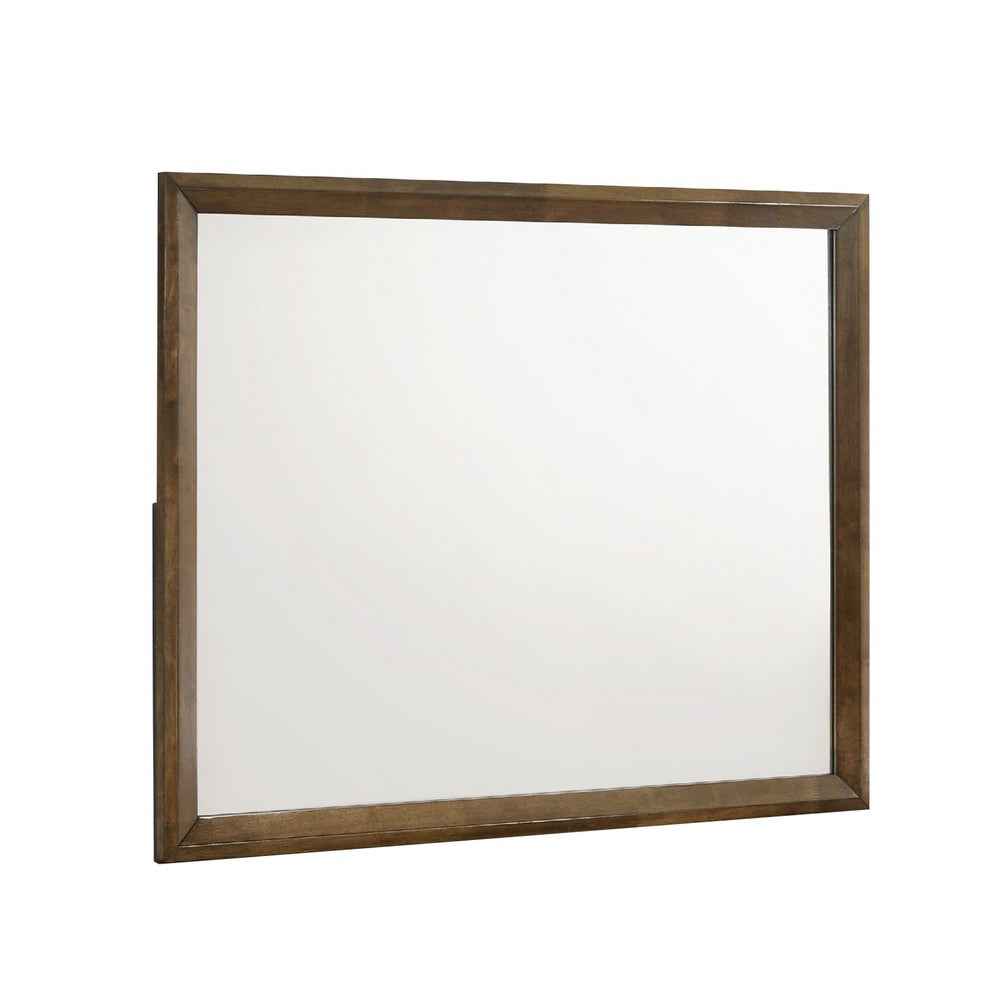 Lary Dresser Mirror, 45 Inch Rectangular Frame, Walnut Brown Okume Veneer - BM344873
