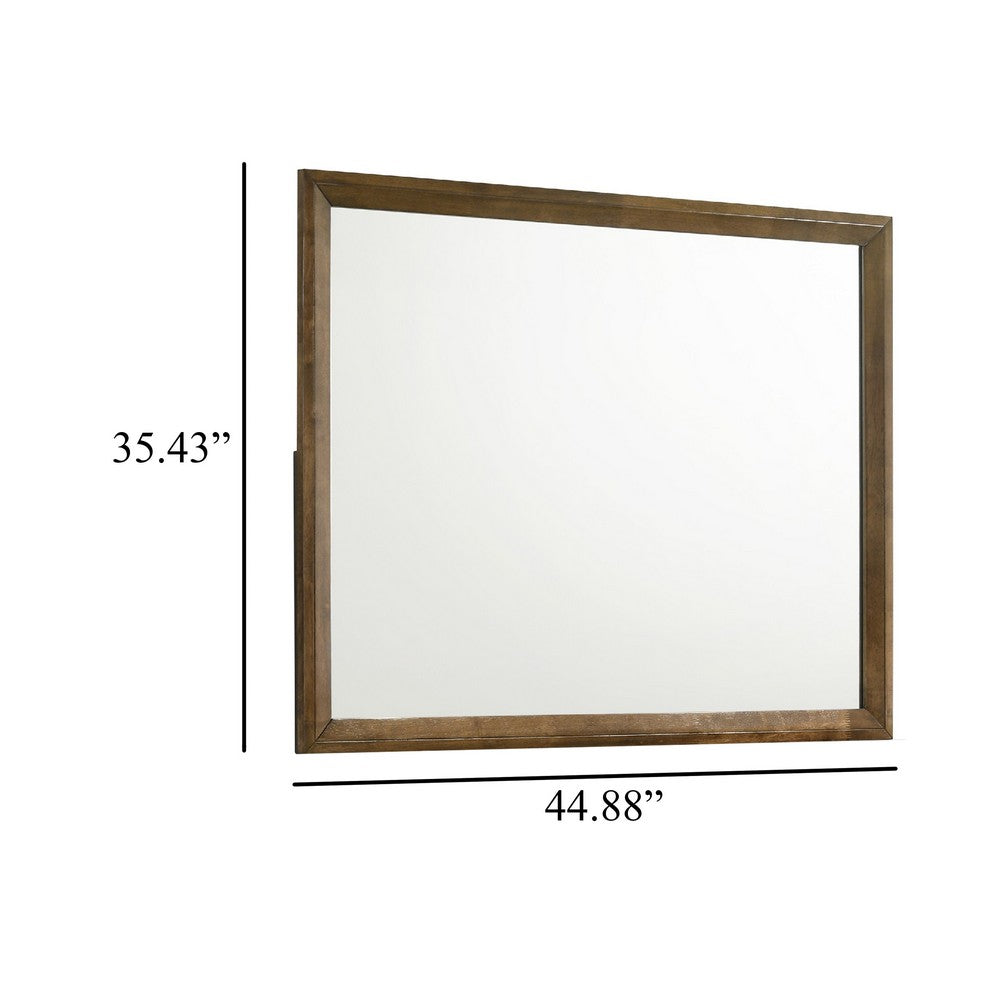Lary Dresser Mirror, 45 Inch Rectangular Frame, Walnut Brown Okume Veneer - BM344873
