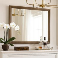 Lary Dresser Mirror, 45 Inch Rectangular Frame, Walnut Brown Okume Veneer - BM344873