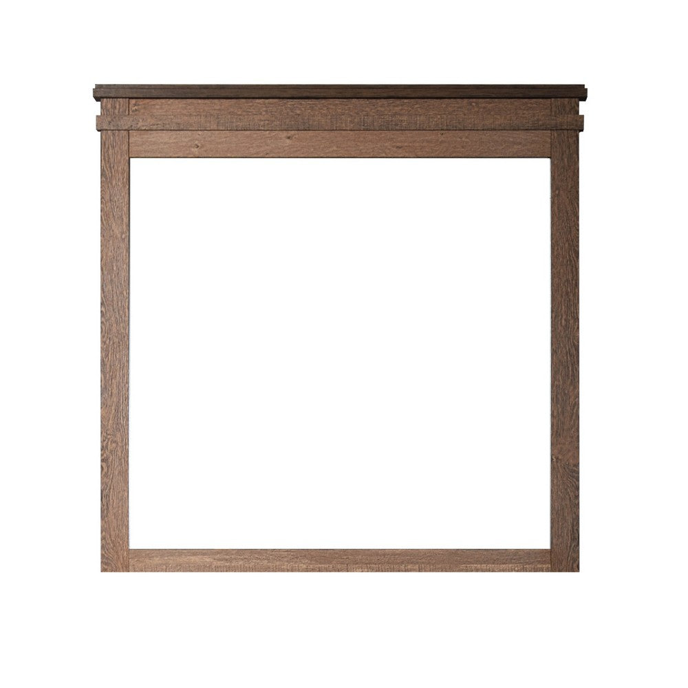 Covy Dresser Mirror, 40 Inch Square Frame, Low Distortion, Natural Brown - BM344874