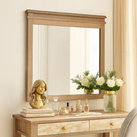 Covy Dresser Mirror, 40 Inch Square Frame, Low Distortion, Natural Brown - BM344874