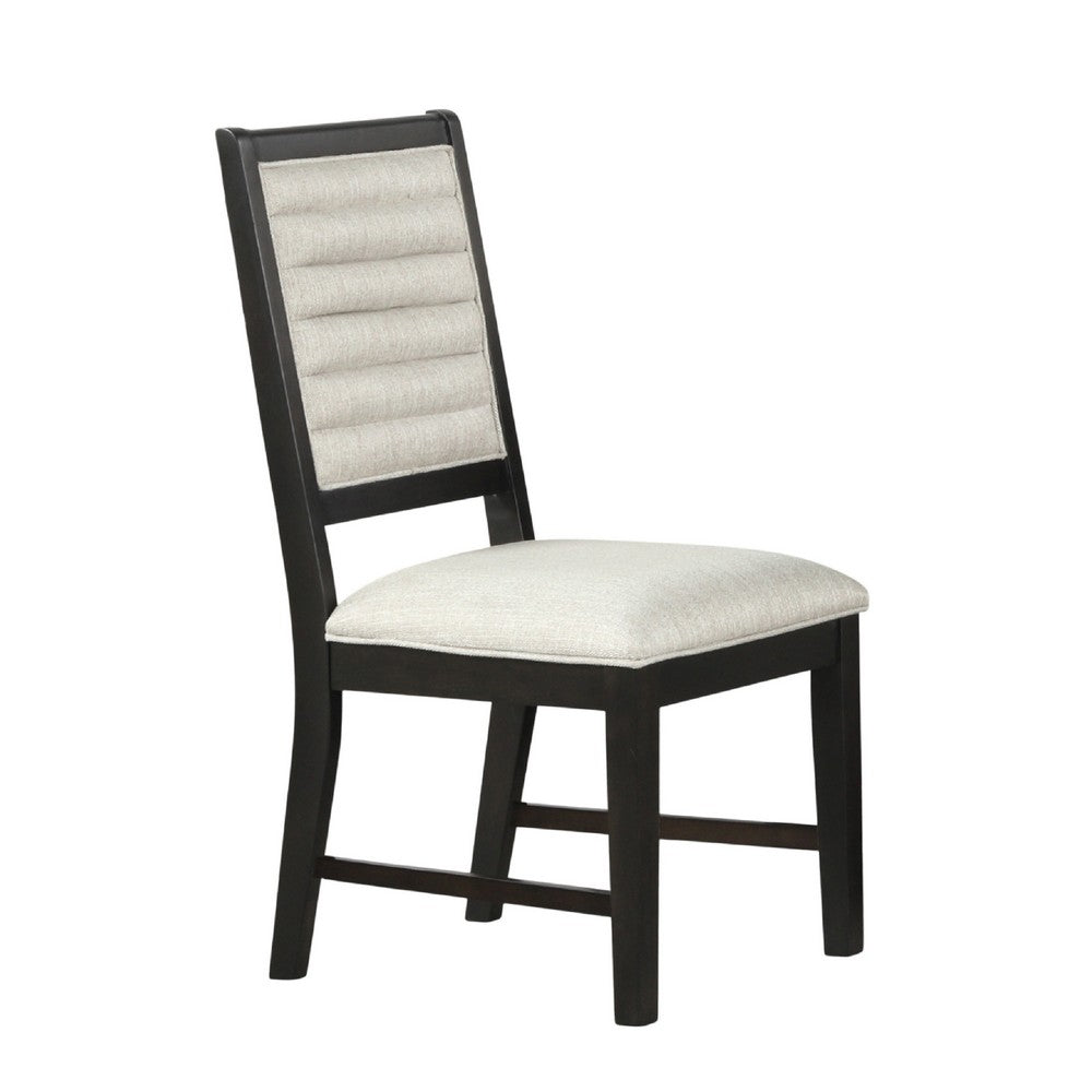 Pex Dining Side Chair Set of 2, Channel Tufted Back, Espresso Brown - BM344875