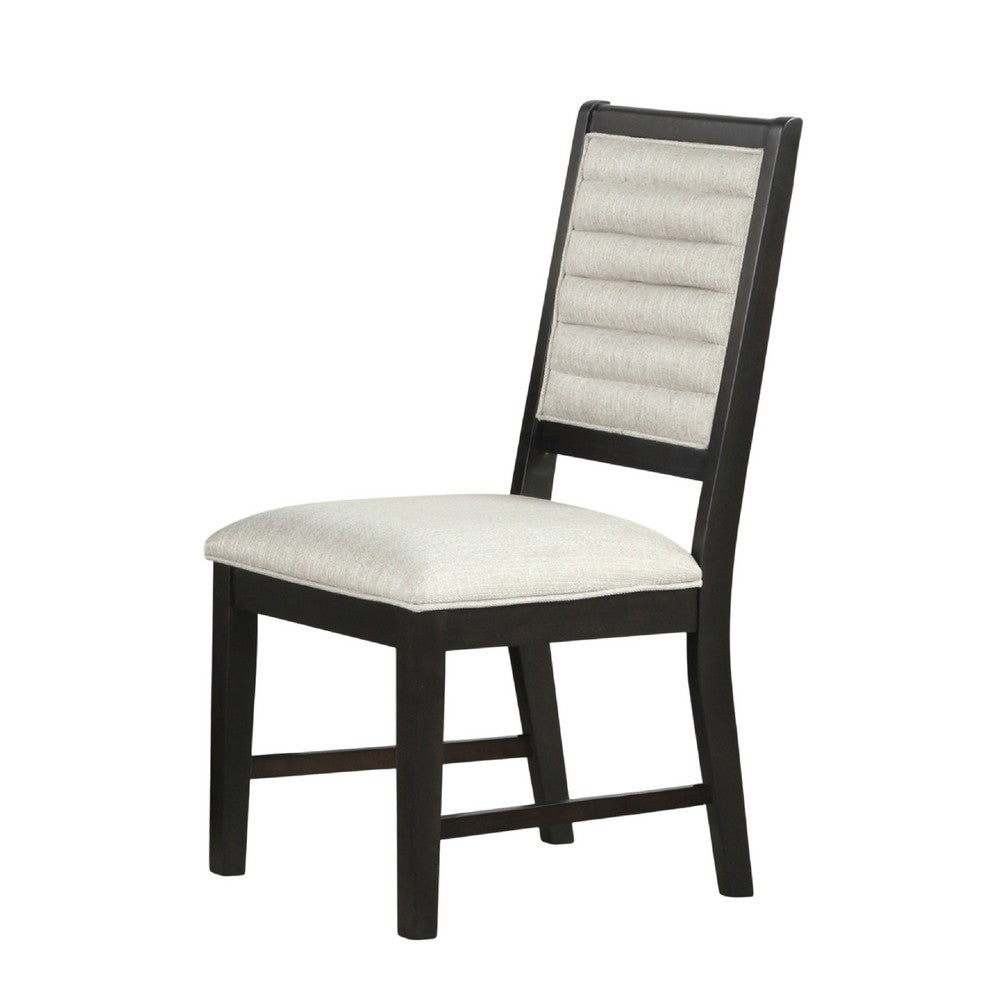 Pex Dining Side Chair Set of 2, Channel Tufted Back, Espresso Brown - BM344875