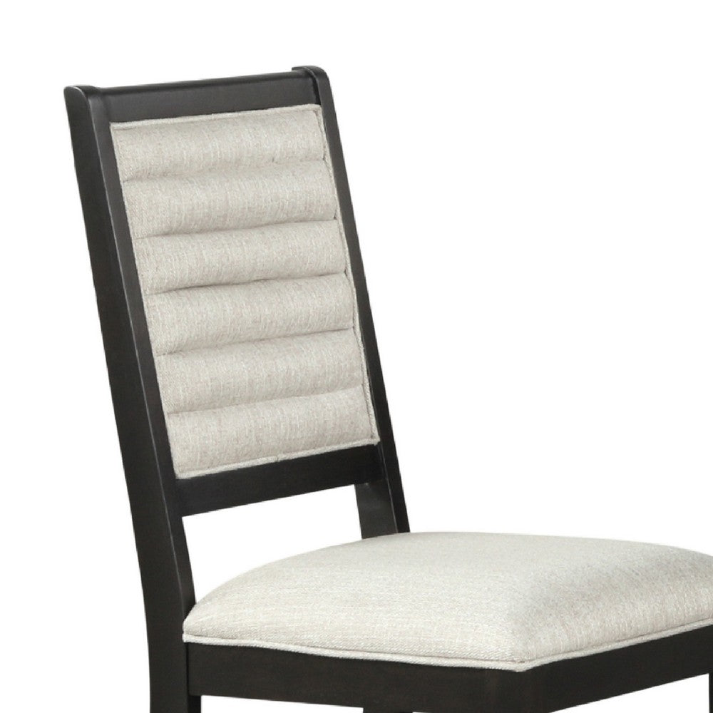 Pex Dining Side Chair Set of 2, Channel Tufted Back, Espresso Brown - BM344875