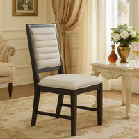 Pex Dining Side Chair Set of 2, Channel Tufted Back, Espresso Brown - BM344875