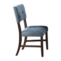 Tery Dining Side Chair Set of 2, Tufted Blue Backrest, Cherry Brown - BM344876