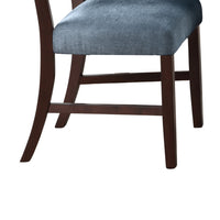 Tery Dining Side Chair Set of 2, Tufted Blue Backrest, Cherry Brown - BM344876