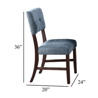 Tery Dining Side Chair Set of 2, Tufted Blue Backrest, Cherry Brown - BM344876