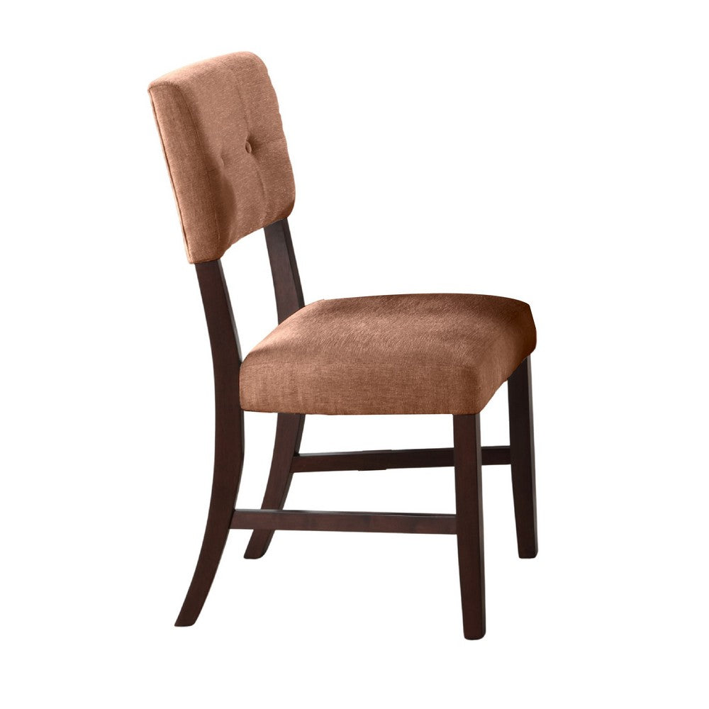 Tery Dining Side Chair Set of 2, Tufted Brown Backrest, Cherry Brown - BM344877