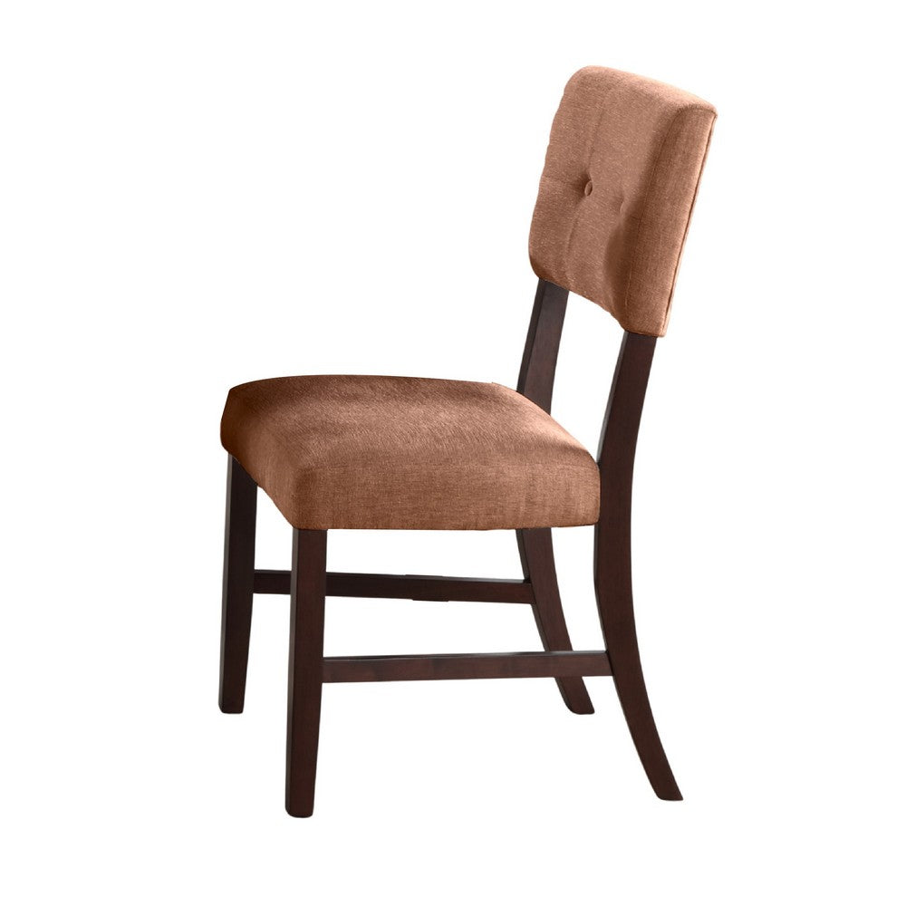 Tery Dining Side Chair Set of 2, Tufted Brown Backrest, Cherry Brown - BM344877
