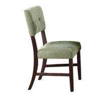 Tery Dining Side Chair Set of 2, Tufted Green Backrest, Cherry Brown - BM344878