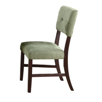 Tery Dining Side Chair Set of 2, Tufted Green Backrest, Cherry Brown - BM344878