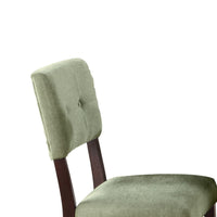 Tery Dining Side Chair Set of 2, Tufted Green Backrest, Cherry Brown - BM344878