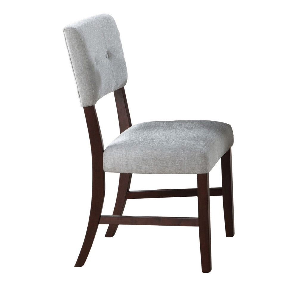 Tery Dining Side Chair Set of 2, Tufted Gray Backrest, Cherry Brown - BM344879