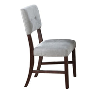 Tery Dining Side Chair Set of 2, Tufted Gray Backrest, Cherry Brown - BM344879