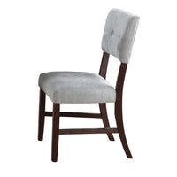 Tery Dining Side Chair Set of 2, Tufted Gray Backrest, Cherry Brown - BM344879