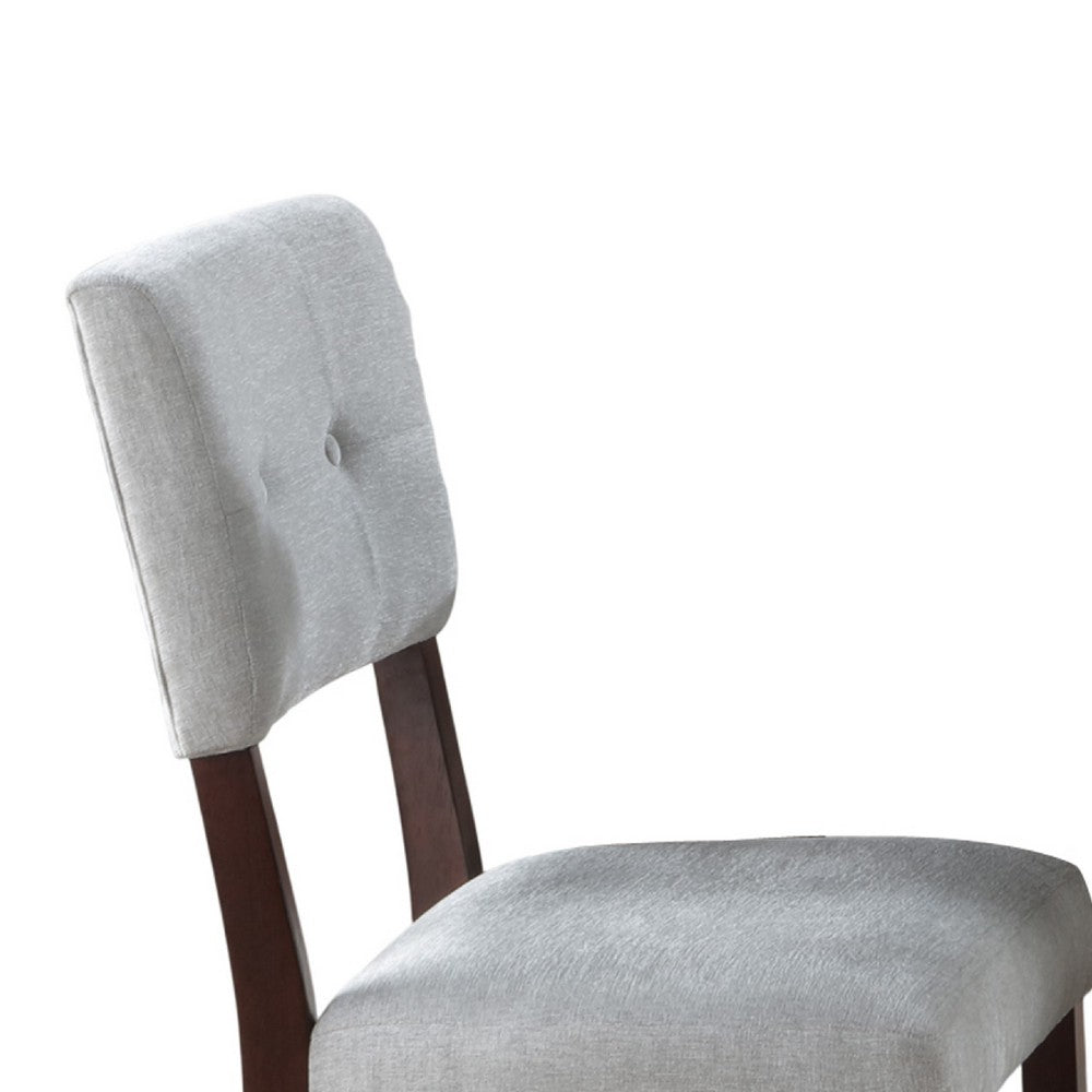 Tery Dining Side Chair Set of 2, Tufted Gray Backrest, Cherry Brown - BM344879
