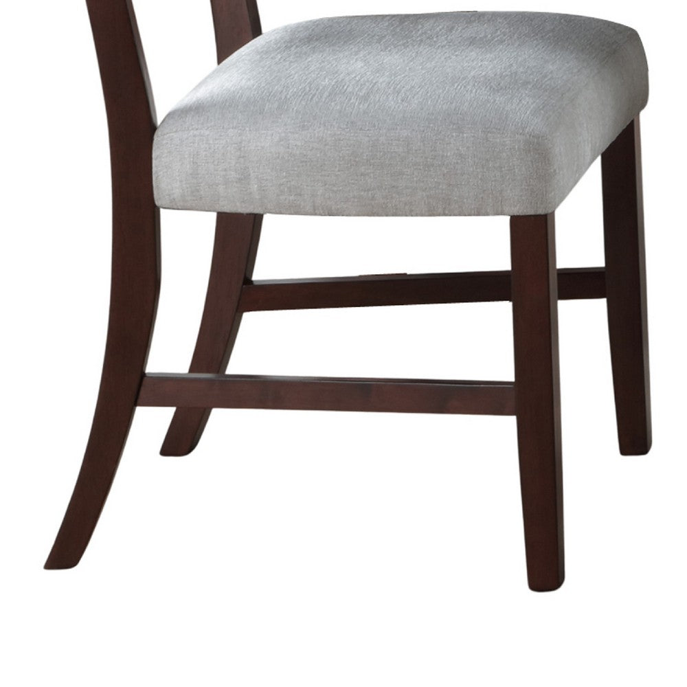 Tery Dining Side Chair Set of 2, Tufted Gray Backrest, Cherry Brown - BM344879