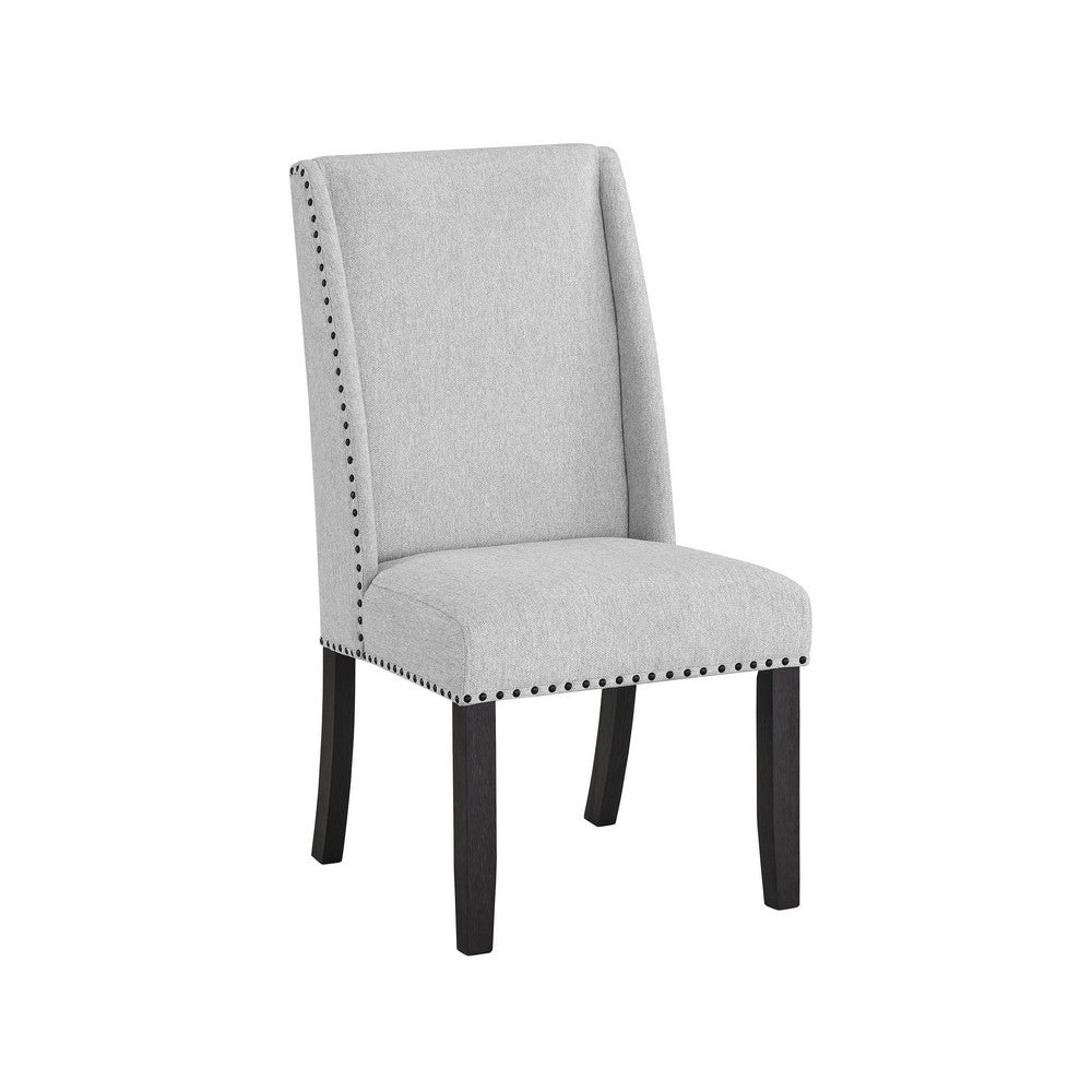 Vinz Dining Side Chair Set of 2, Light Gray Cotton Polyester, Black Legs - BM344889