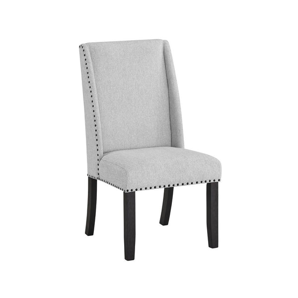 Vinz Dining Side Chair Set of 2, Light Gray Cotton Polyester, Black Legs - BM344889