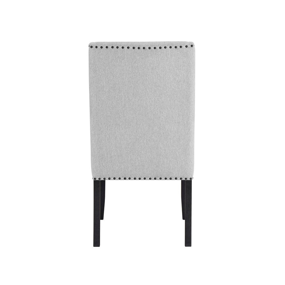 Vinz Dining Side Chair Set of 2, Light Gray Cotton Polyester, Black Legs - BM344889