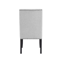 Vinz Dining Side Chair Set of 2, Light Gray Cotton Polyester, Black Legs - BM344889