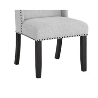 Vinz Dining Side Chair Set of 2, Light Gray Cotton Polyester, Black Legs - BM344889