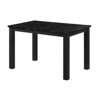 Syon Dining Table, 47 Inch Black Faux Marble Top, Black Wood Legs - BM344897