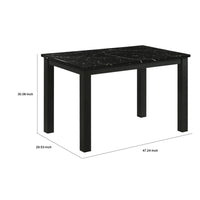 Syon Dining Table, 47 Inch Black Faux Marble Top, Black Wood Legs - BM344897