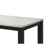 Syon Dining Table, 47 Inch White Faux Marble Top, Black Wood Legs - BM344898