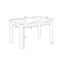 Syon Dining Table, 47 Inch White Faux Marble Top, Black Wood Legs - BM344898