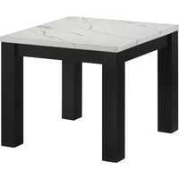Evie 3pc Coffee and End Table Set, White Faux Marble Top, Black - BM344908