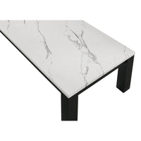 Evie 3pc Coffee and End Table Set, White Faux Marble Top, Black - BM344908