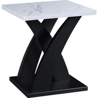 Zen 3pc Coffee and End Table Set, White Faux Marble, Black Legs - BM344914