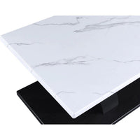 Zen 3pc Coffee and End Table Set, White Faux Marble, Black Legs - BM344914