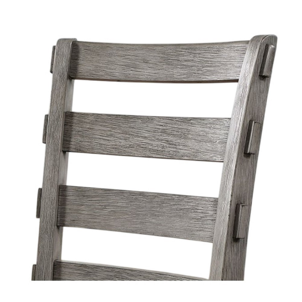 Lais 6pc Dining Table Set with Bench, 4 Ladderback Chairs, Rustic Gray  - BM344923