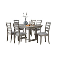 Lais 7pc Dining Table Set with 6 Ladderback Chairs, Rustic Gray  - BM344924